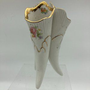 Meissen Trumpet Vase with Flowers Both Side -MINT- 7.5” x 6.5"